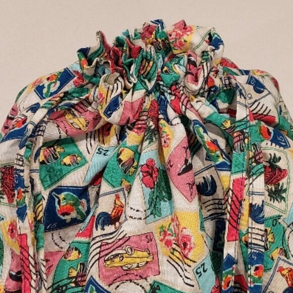 Vera Bradley Drawstring Bucket Bag in Retired Pattern "Cuban Stamps" - Picture 10 of 10